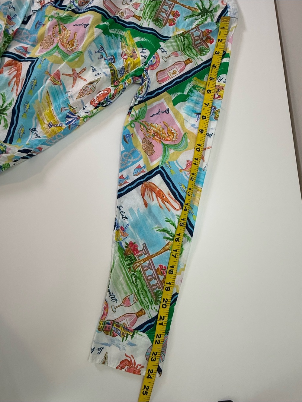 Talbots Coastal Print Button Front Shirt & Wide Leg Pants Set Size Medium - Picture 11 of 16